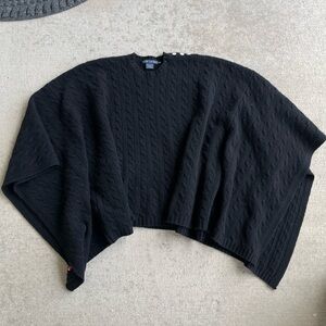 Ralph Lauren vintage 90s wool cashmere blend shawl scarf black knit sweater
